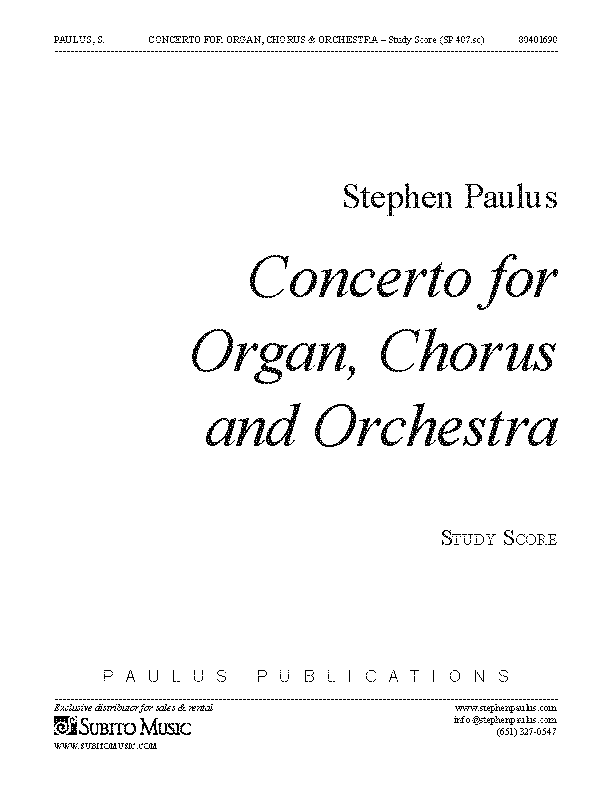 Concerto for Organ, Chorus & Orchestra study score